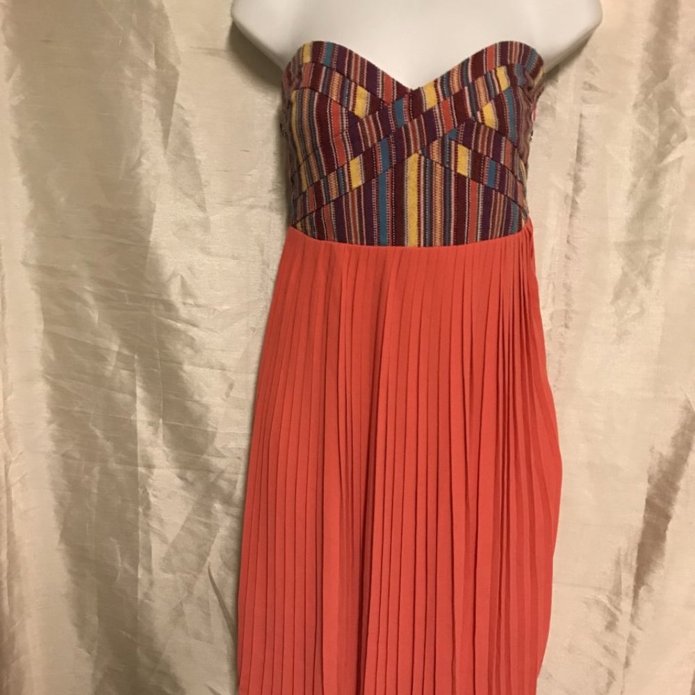 Used--Women's Solid Bottom, Multicolor Top Strapless Dress Size: L